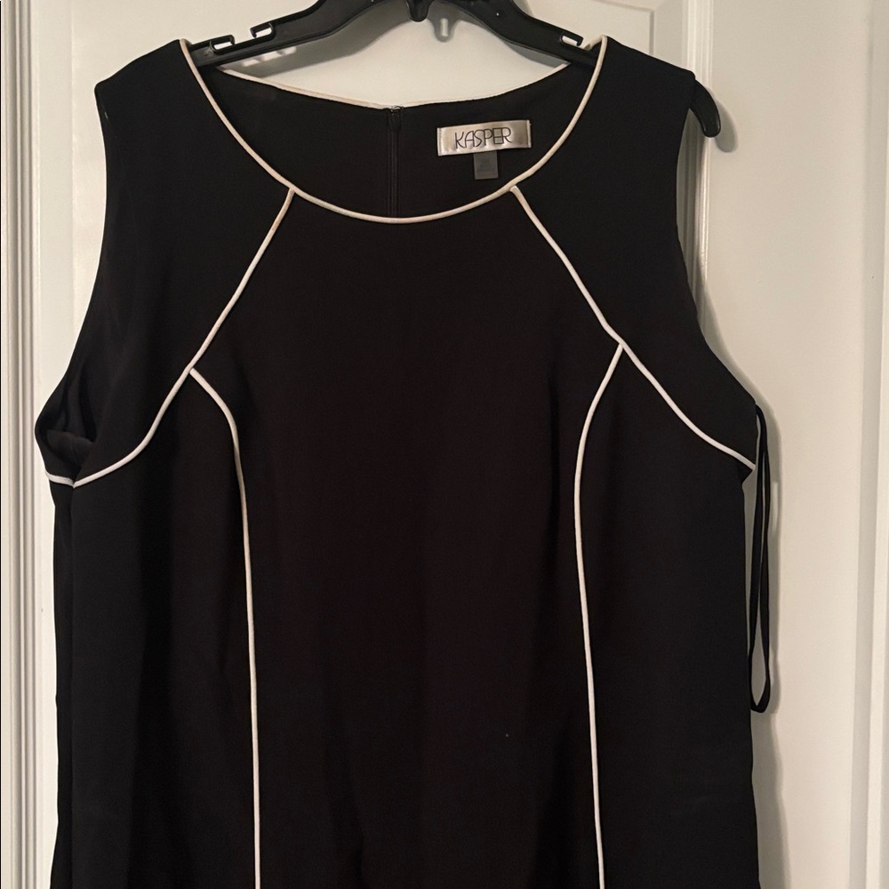 Kasper Black Top with Cream Piping